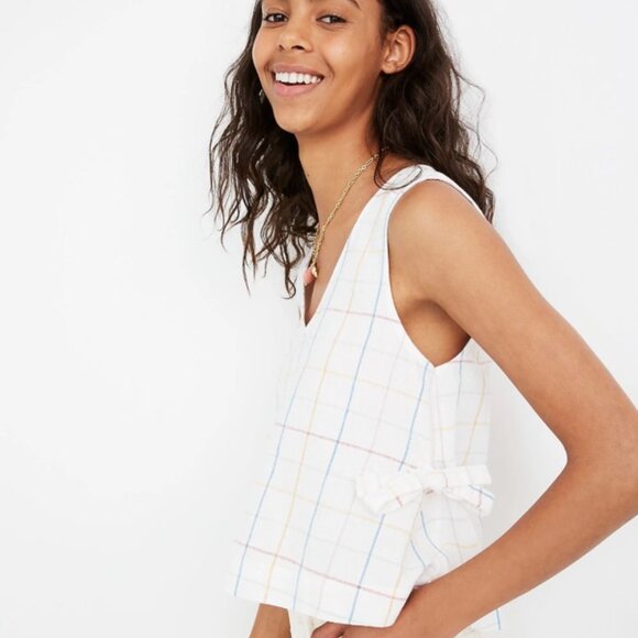 Madewell Side-Tie Tank Top in Windowpane S - Picture 3 of 8